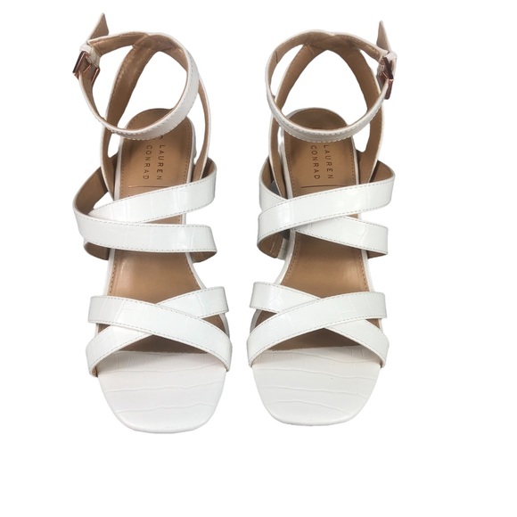 LC LAUREN CONRAD ROOIBOS White Strappy High Heel Sandals - Picture 3 of 11